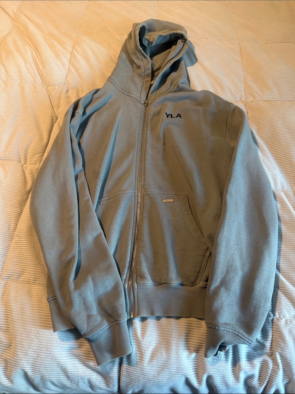 Young La Men's Full-Zip Hoodie Sweater — Dusty Light Blue